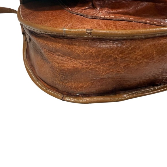 Cuir Vrai Leather Shoulder Bag Handmade in France Vintage - Picture 12 of 13